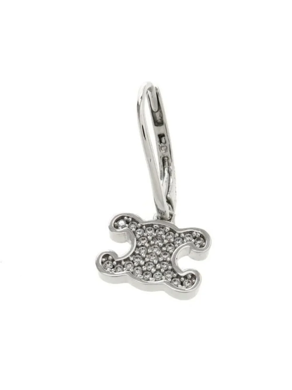 Celine Triomphe Rhinestone Earrings Rhodium Finish